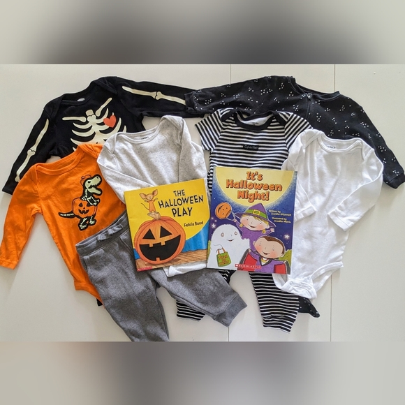 Halloween Bundle - "Dinosaur Pumpkin" - Size 6-12M - Picture 1 of 12